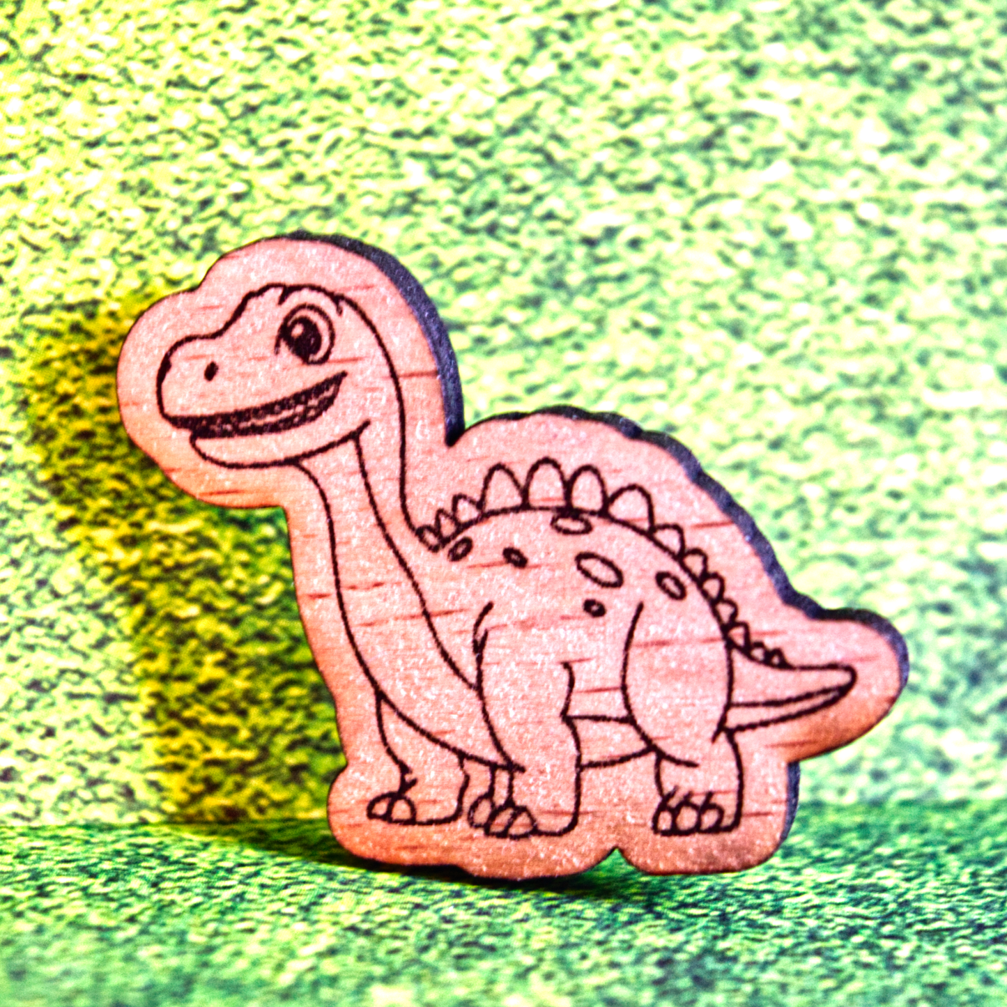 Pins | Wooden Dinosaur Pin | Cute laser cut and engraved pin badge