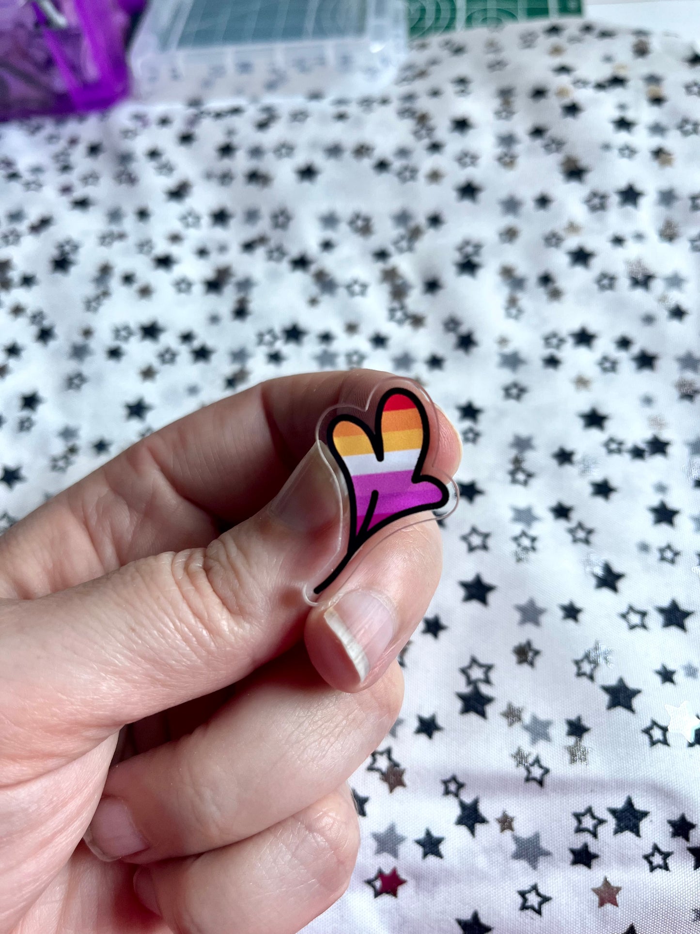 Pins | Acrylic Pin | Lesbian Flag Pin | 25mm clear acrylic printed pin