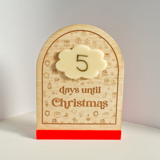Christmas Collection - Countdown to Christmas - Days Until Christmas - Reusable Wooden and Acrylic Standing Sign with Dry Wipe Pen