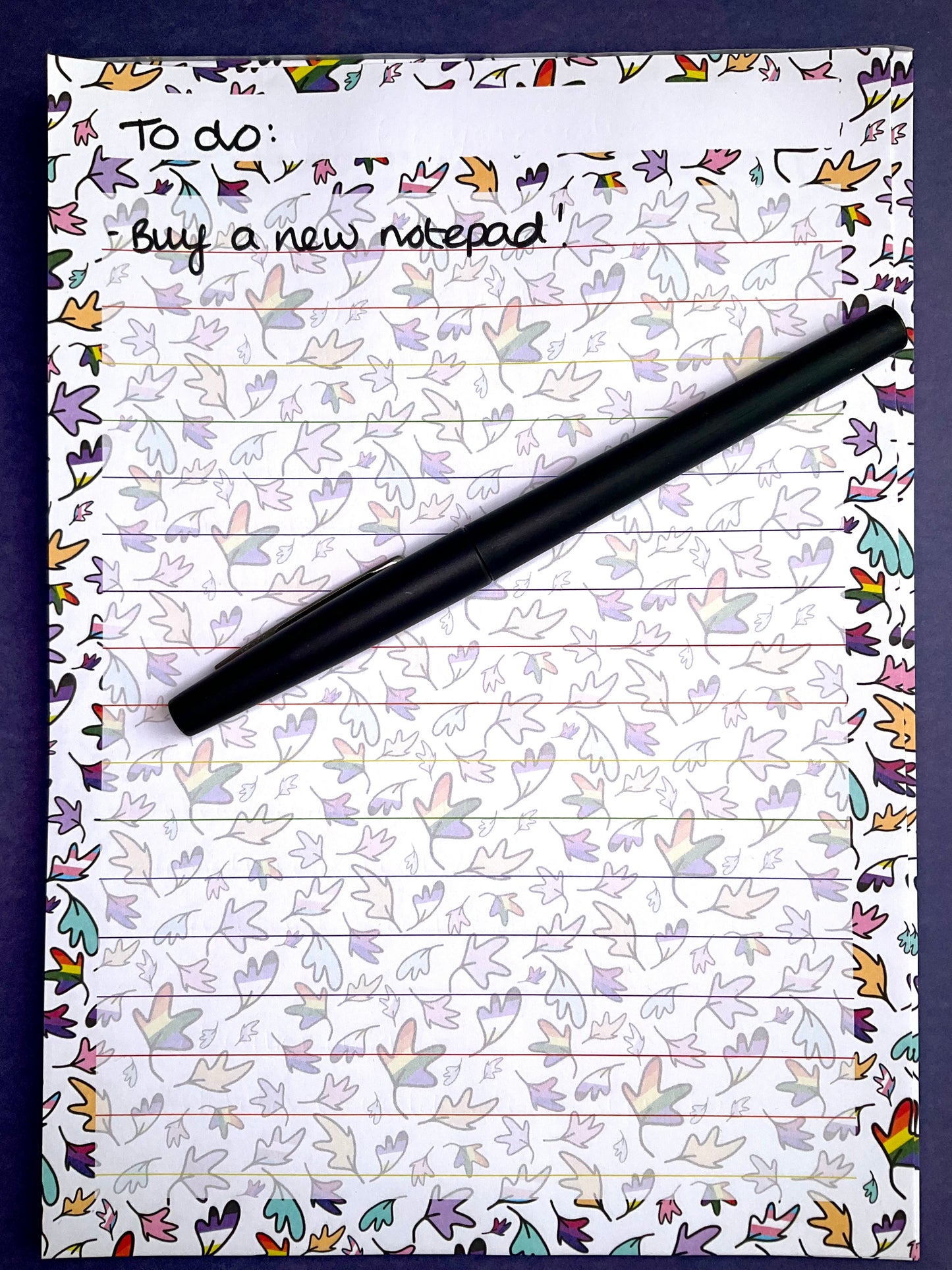 Stationery | A5 Lined Notepad | Pride Flag Leaf Pattern : Capture Your Thoughts in Vibrant Colours