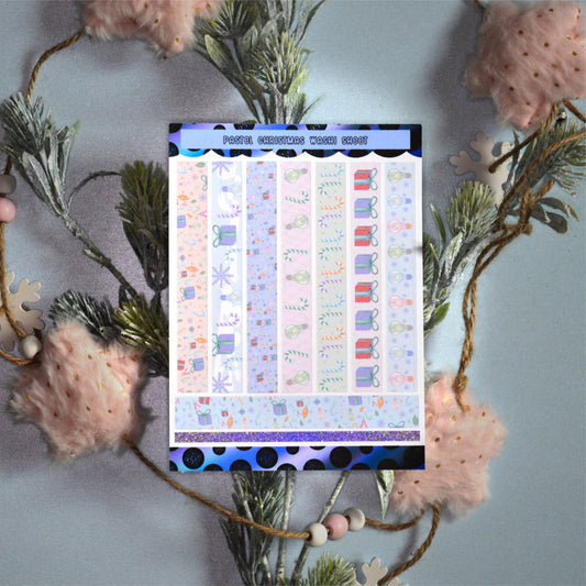 Christmas Collection - Retro Pastel Christmas Washi Strips Set - 9 Designs