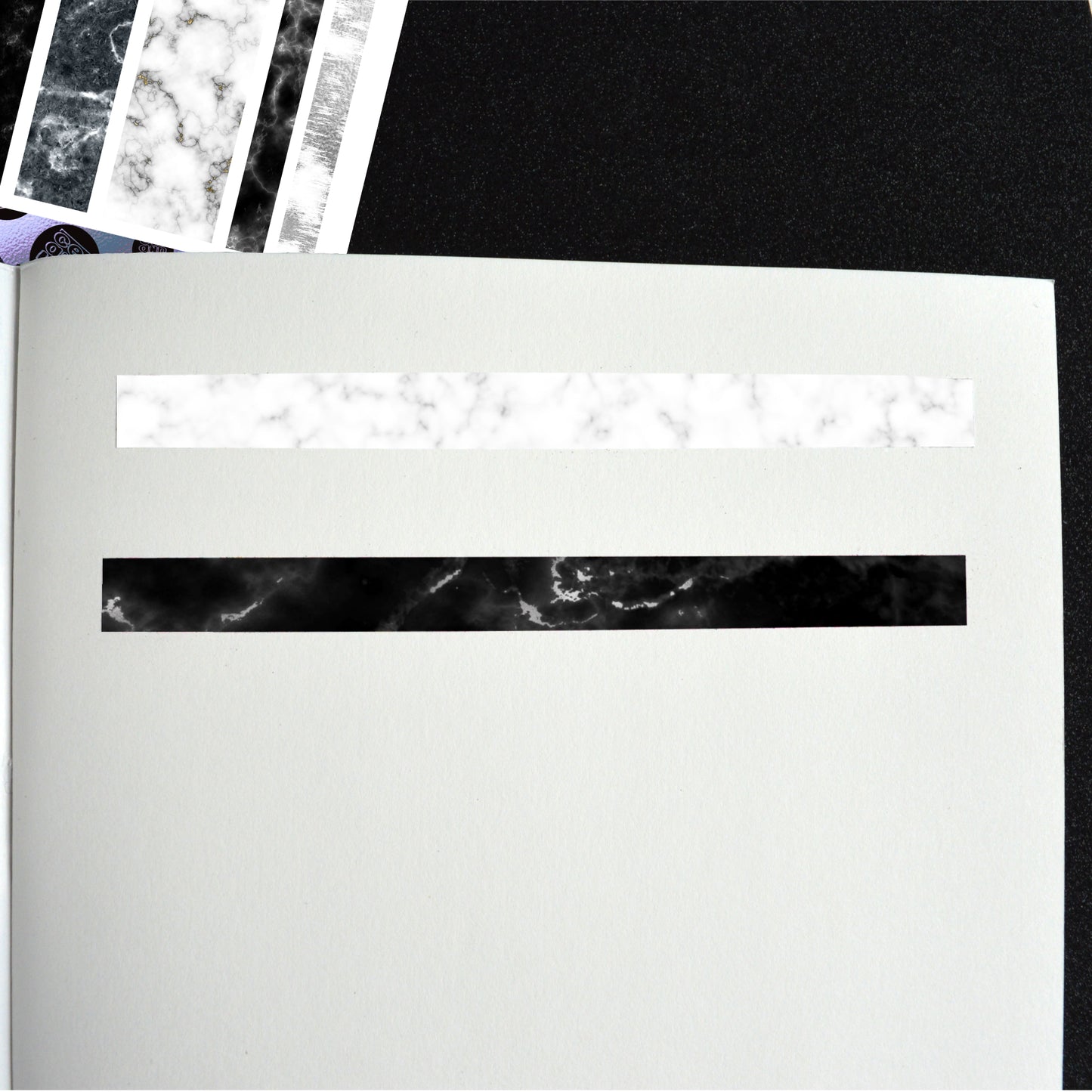 Washi Sheet - Black and White Marble Effect - Elegant Sticker Set