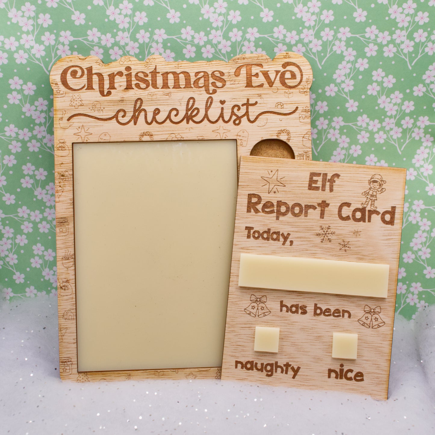 Christmas Collection - Elf Report Card Dry Wipe Board with Pen | Laser-Cut Christmas Behaviour Tracker | Optional Personalised Name