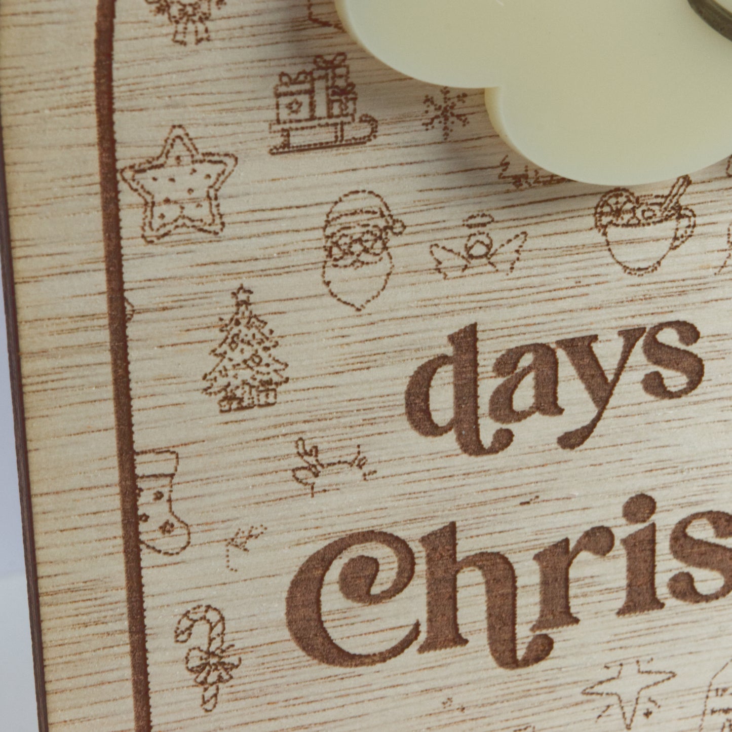 Christmas Collection - Countdown to Christmas - Days Until Christmas - Reusable Wooden and Acrylic Hanging Sign with Dry Wipe Pen