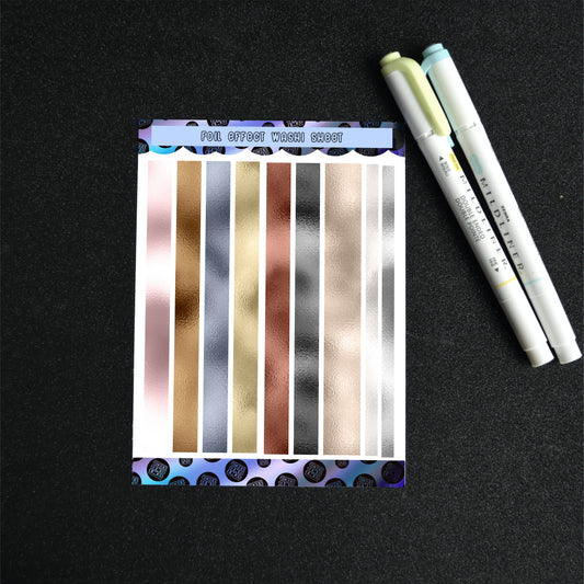 Washi Sheet - Metallic Foil Effect - Luxurious Sticker Set
