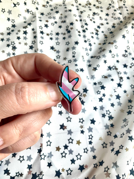 Acrylic Pin | Transgender Flag Pin | 25mm clear acrylic printed pin badge