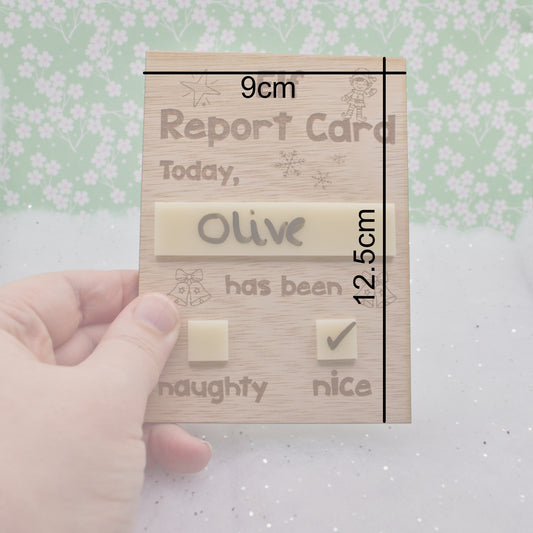 Christmas Collection - Elf Report Card Dry Wipe Board with Pen | Laser-Cut Christmas Behaviour Tracker | Optional Personalised Name