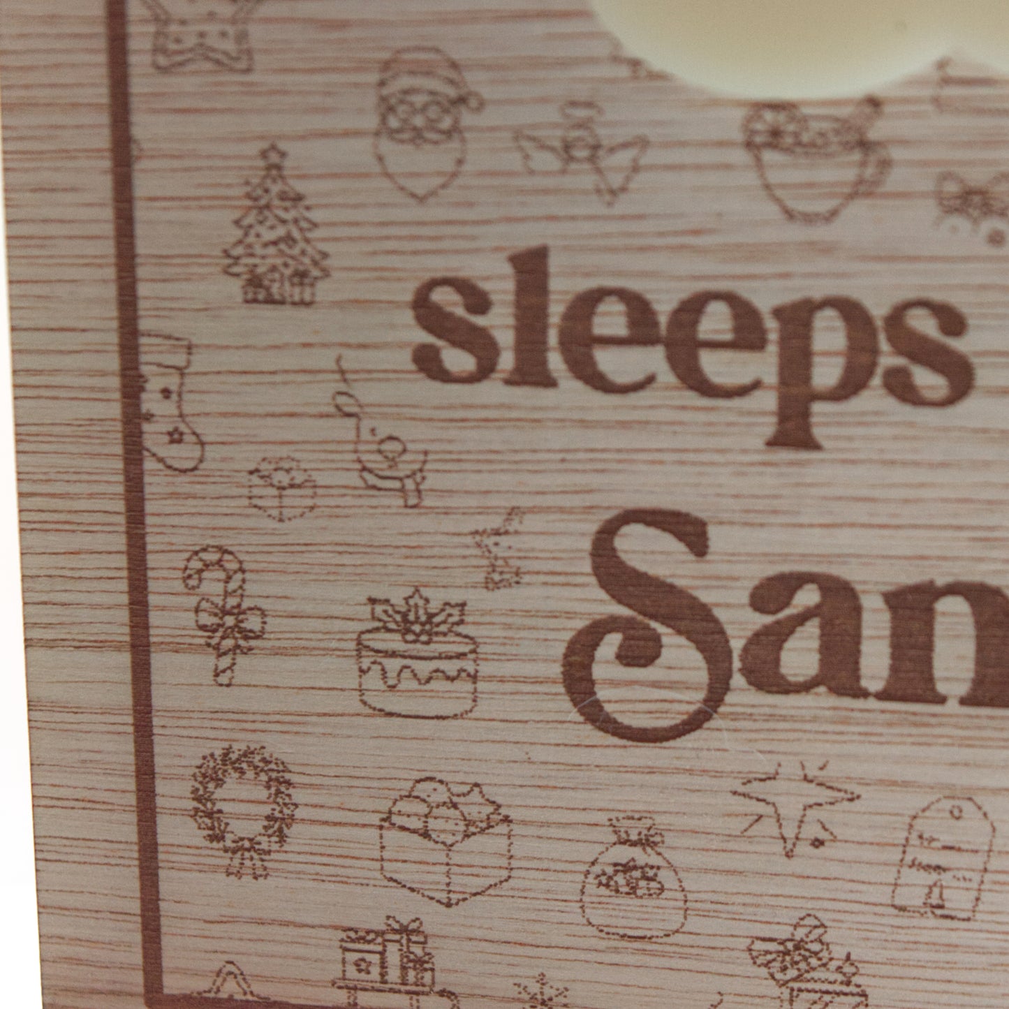 Christmas Collection - Countdown to Christmas - Sleeps Until Santa - Reusable Wooden and Acrylic Standing Sign with Dry Wipe Pen