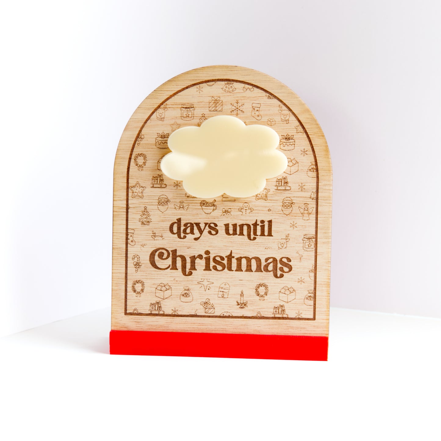 Christmas Collection - Countdown to Christmas - Days Until Christmas - Reusable Wooden and Acrylic Standing Sign with Dry Wipe Pen