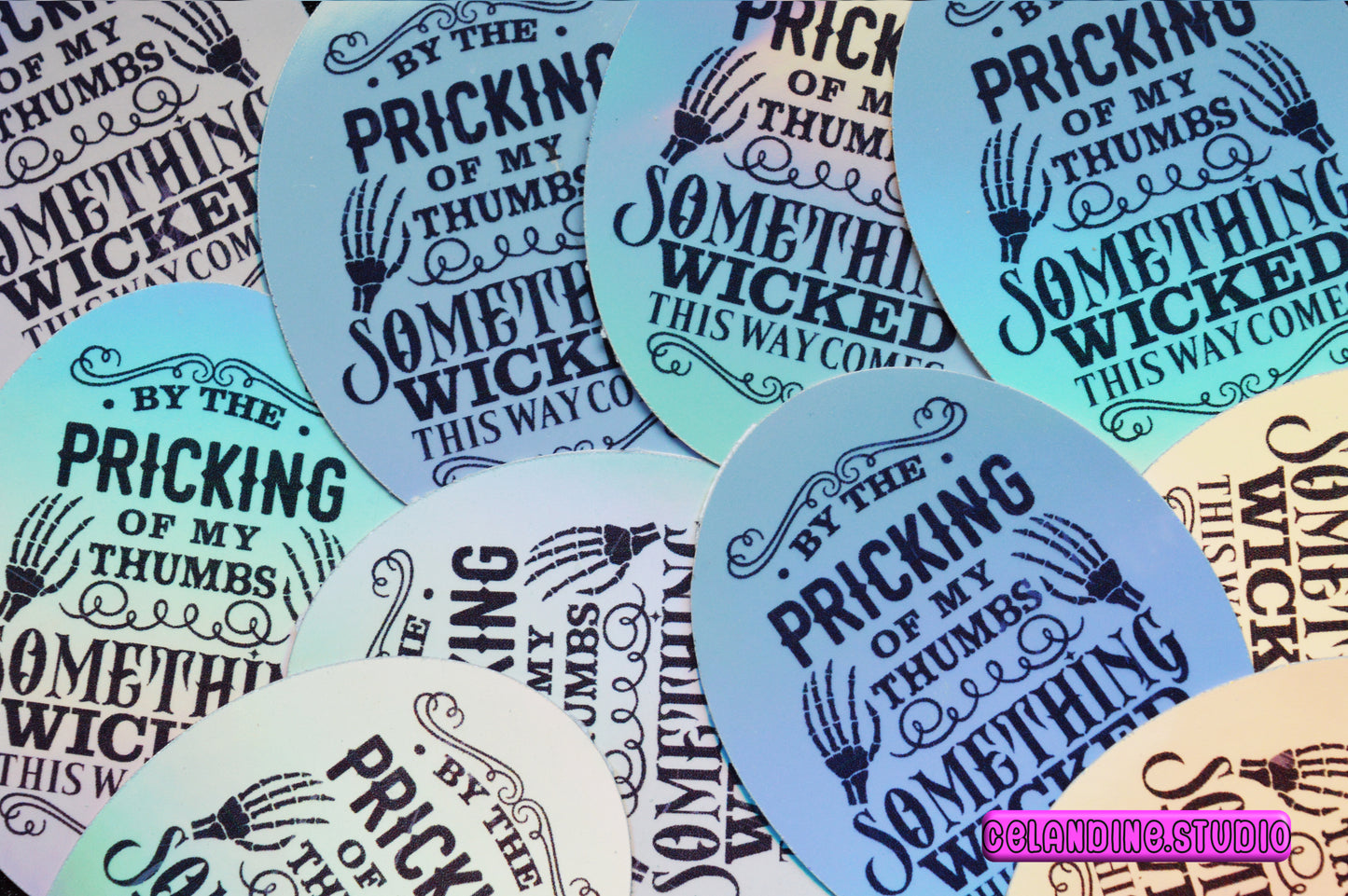 Vinyl Holographic Halloween Sticker | Something Wicked This Way Comes | Laptop phone iridescent sticker