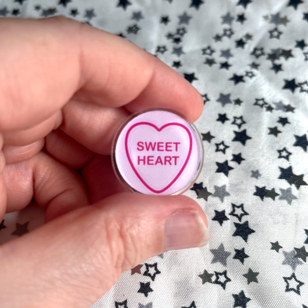 Pins | 25mm Acrylic Pin Badge | Love Heart | Sweet Heart| Sweet Clear Acrylic Lapel Badge