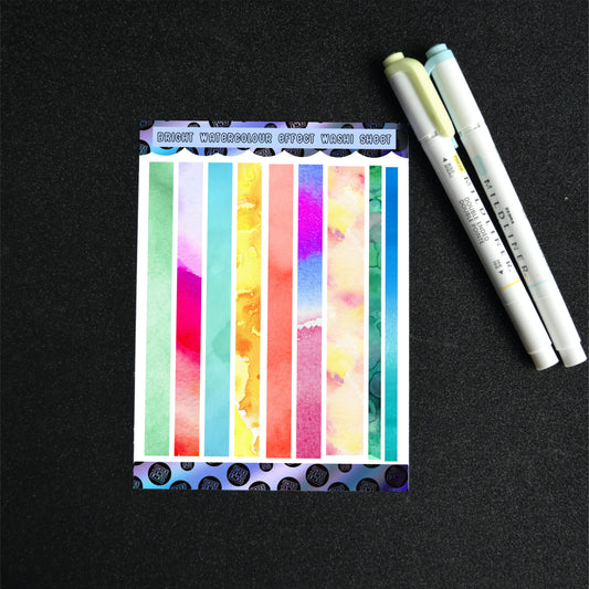 Washi Sheet - Vibrant Watercolour Effect - Creative Sticker Set