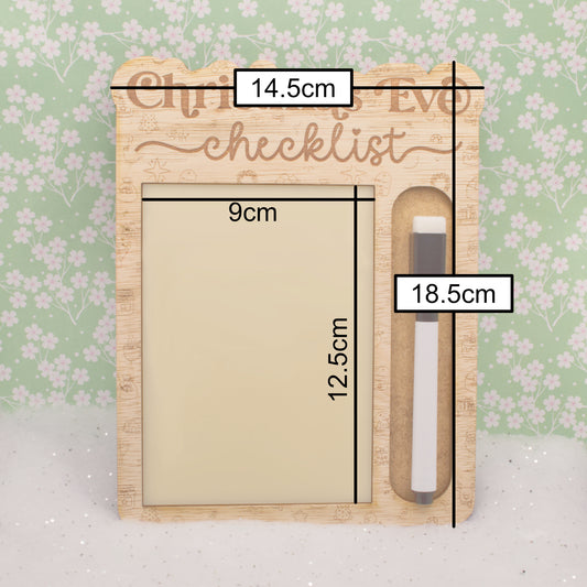 Christmas Collection - Christmas Eve Checklist Dry Wipe Board with Pen | Laser-Cut & Engraved Wooden Christmas Planner