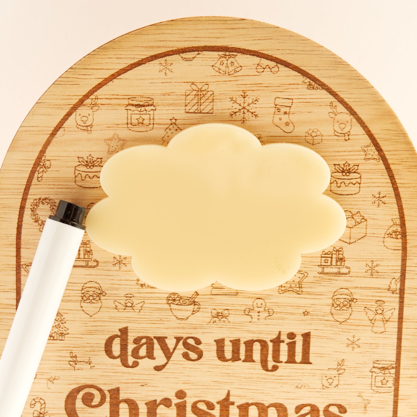 Christmas Collection - Countdown to Christmas - Days Until Christmas - Reusable Wooden and Acrylic Standing Sign with Dry Wipe Pen