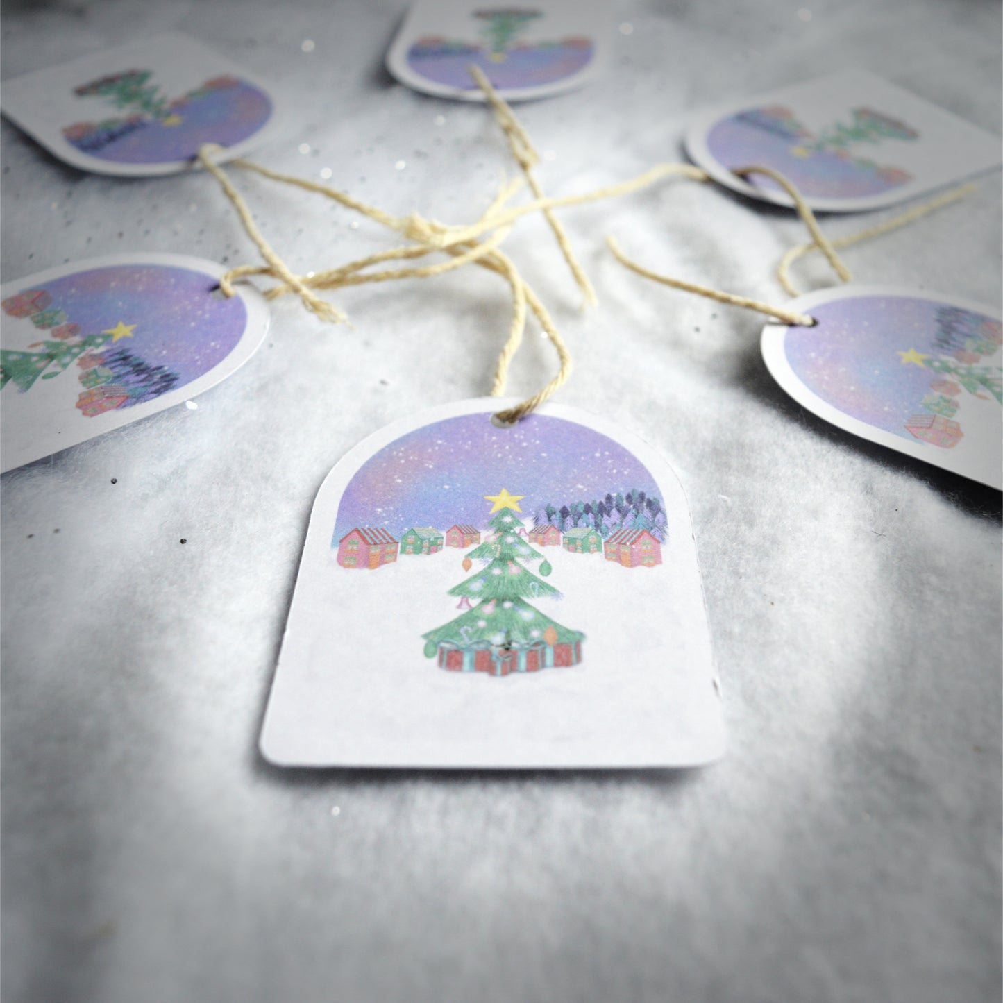 Christmas Collection - Winter Wonderland Gift Tags - Pack of 6 - Card tags with string