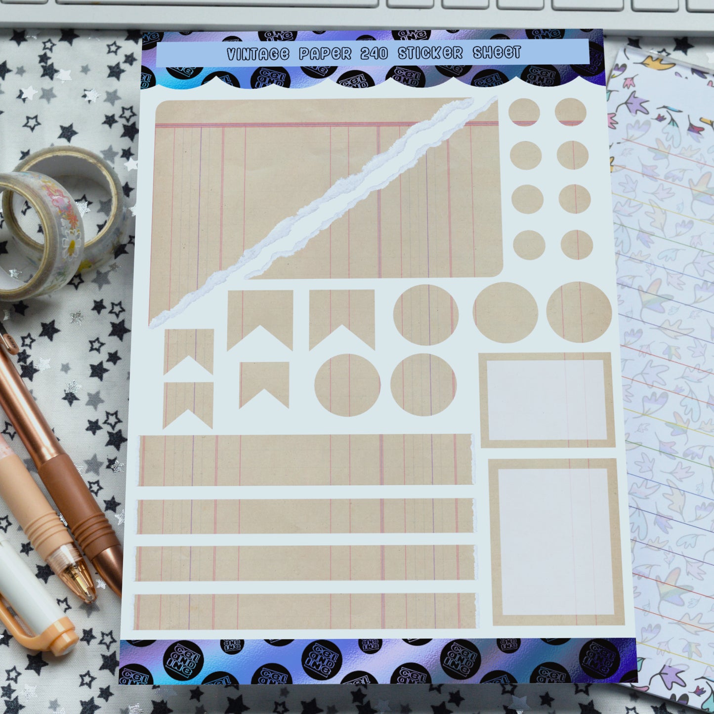 Decorative Planner Sticker Sheet | Art Journal | Junk Journal | Bullet Journal | Vintage Ledger Table Design